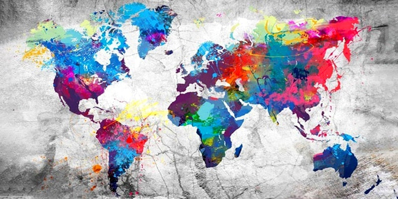 Mapa Mundi 2023/1 - 100% Diamantes (Quadrado) - Kit Completo - Pintura com Diamantes