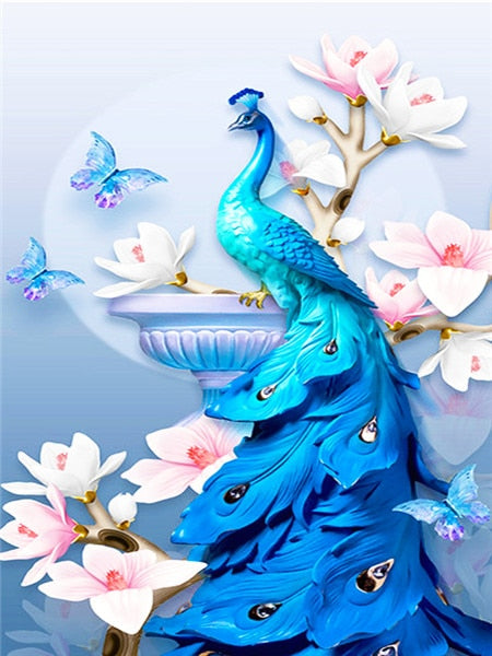 Pavão 2023/3 - 100% Diamantes (Quadrado) - Kit Completo - Pintura com Diamantes