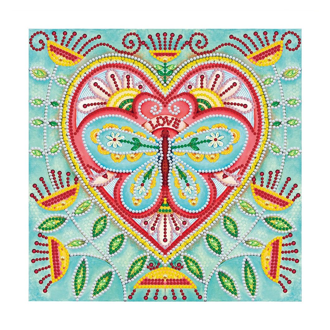 Borboleta  Fluorescente 1 - (30 x 30 cm) - Parcial Diamantes (Redondo) - Kit Completo - Pintura com Diamantes
