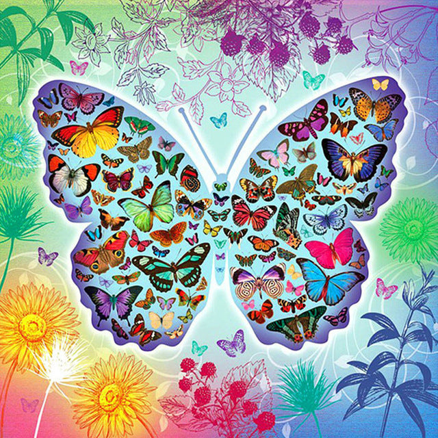 Borboletas Dentro da Borboleta - 100% Diamantes (Kit Completo) - Pintura com Diamantes