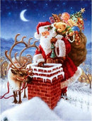 Papai Noel na Chaminé - 100% Diamantes (Kit Completo)
