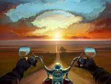 Carregar imagem no visualizador da galeria, Visão da Moto ao Por do Sol - 100% Diamantes (Kit Completo)
