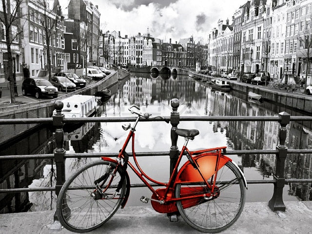 Bicicleta em Amsterdam - 100% Diamantes (Kit Completo) - Pintura com Diamantes