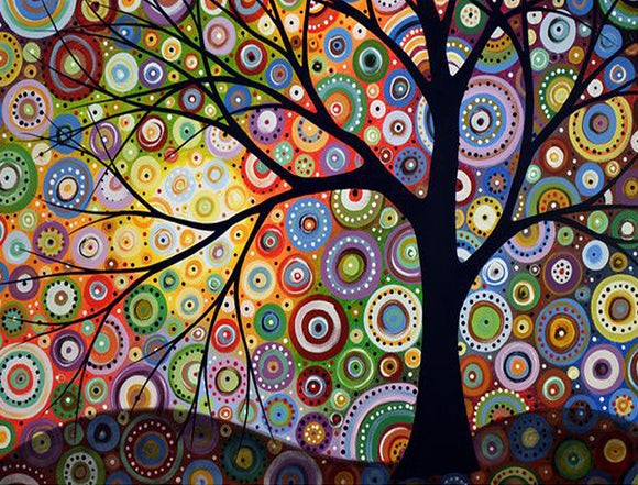 Árvore Abstrata - 100% Diamantes (Kit Completo) - Pintura com Diamantes