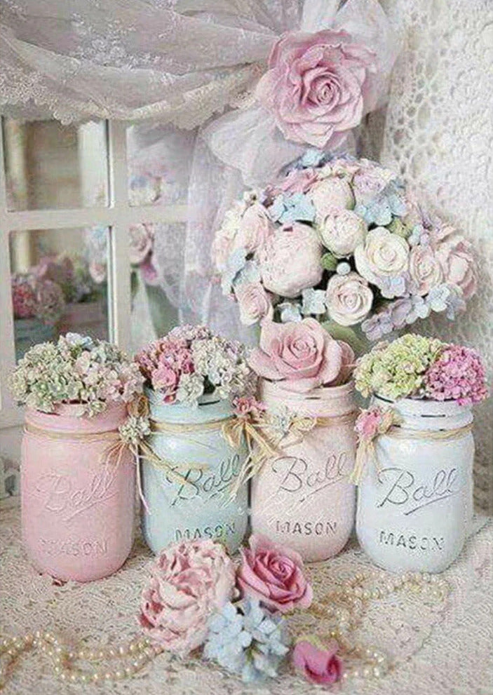 Vasinhos de Flores - 100% Diamantes (Kit Completo)