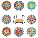 Porta Copos 8 peças 2023/13 - 100% Diamantes (Redondo) - Kit Completo - Pintura com Diamantes