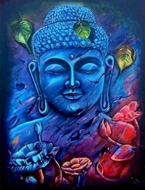 Buda Azulado - 100% Diamantes (Kit Completo) - Pintura com Diamantes