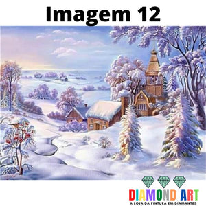 Paisagem Inverno 12 - 100% Diamantes (Kit Completo)