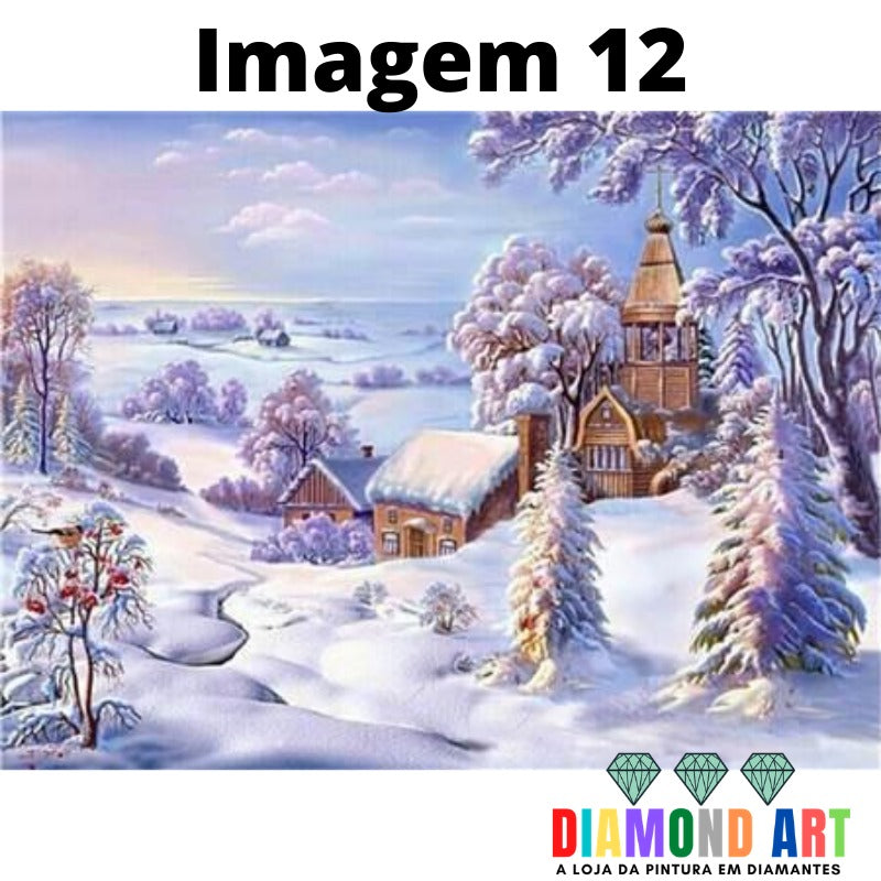 Paisagem Inverno 12 - 100% Diamantes (Kit Completo)