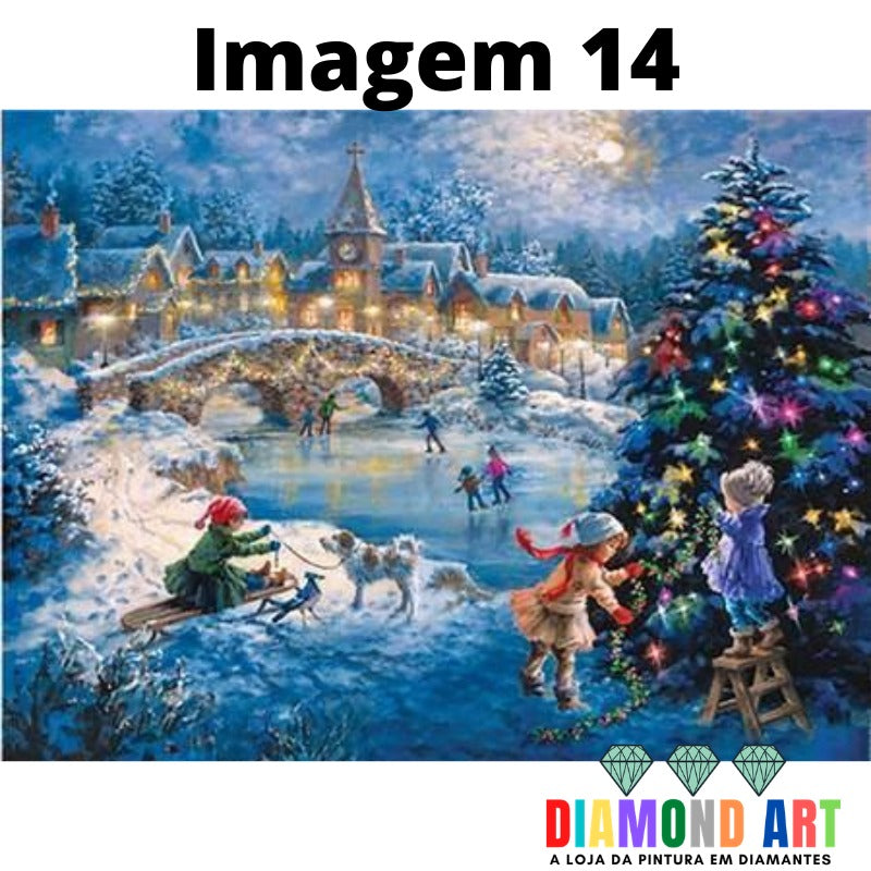 Paisagem Inverno 14 - 100% Diamantes (Kit Completo)
