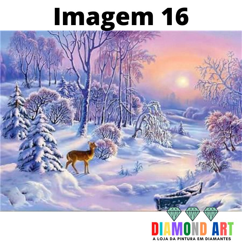Paisagem Inverno 16 - 100% Diamantes (Kit Completo)
