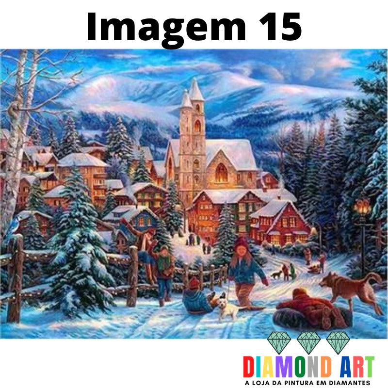 Paisagem Inverno 15 - 100% Diamantes (Kit Completo)
