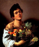 Rapaz com Cesto de Frutas de Caravaggio - 100% Diamantes (Quadrado) - Kit Completo