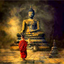 Buda e o Menino - 100% Diamantes (Quadrado) - Kit Completo - Pintura com Diamantes