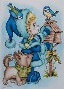 Criança e os animais 2023 - 100% Diamantes (Quadrado) - Kit Completo - Pintura com Diamantes