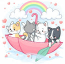 Gatinhos 2023/3 - 100% Diamantes (Quadrado) - Kit Completo - Pintura com Diamantes