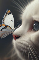 Gatinho e a Borboleta 2023/6 - 100% Diamantes (Quadrados) - Kit Completo - Pintura em Diamantes