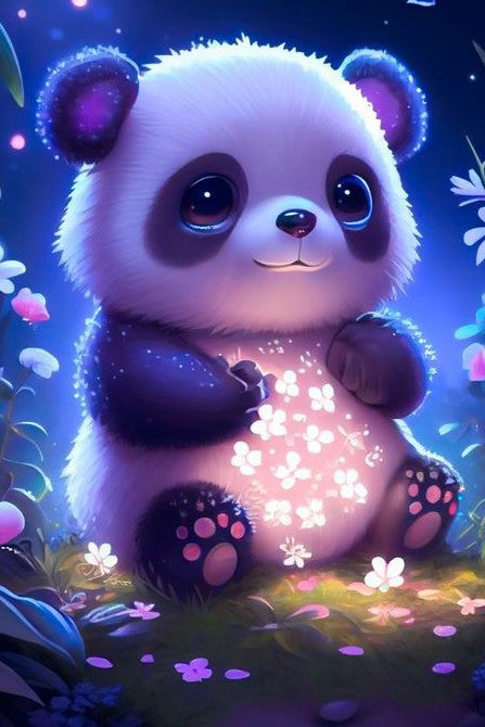Panda 2023/1 - 100% Diamantes (Quadrado) - Kit Completo - Pintura com Diamantes